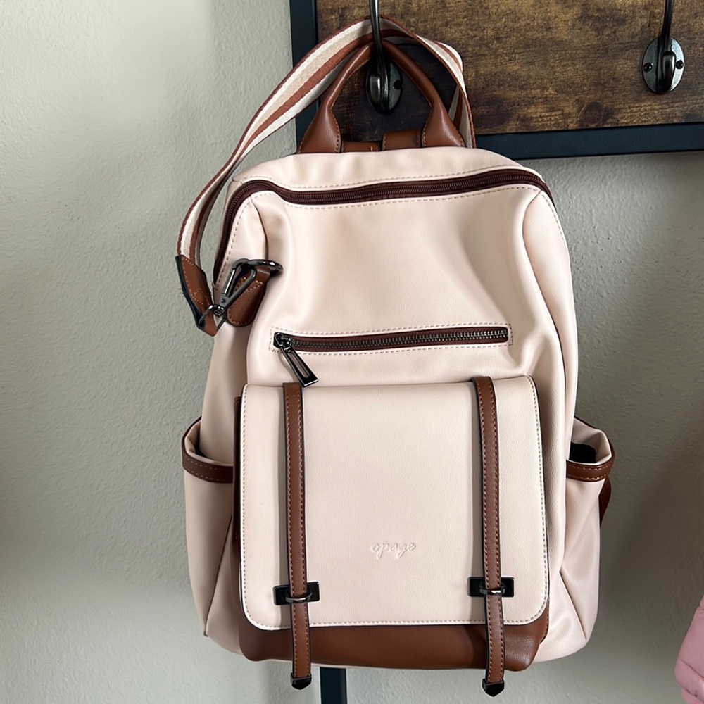 Elegant Cream and Brown Women's Backpack